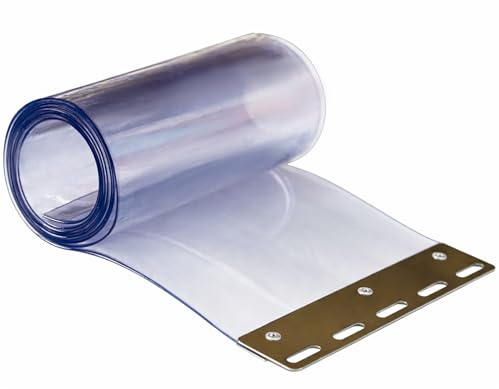 AirTech-UK PVC Strip Door Curtain Single Strip 2mm Thick 200mm Wide and 2.3 Meters Long for Cold-Room, Warehouse with clamp Attached Ready to Hang