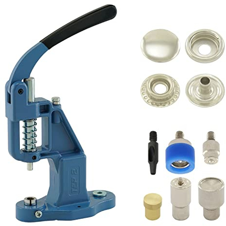 Set di pressa a pressione con leva, utensili a pressione e 50 bottoni automatici a molla ad anello, 15 mm, argento, acciaio inox, senza cuciture, pressa a mano, fai da te