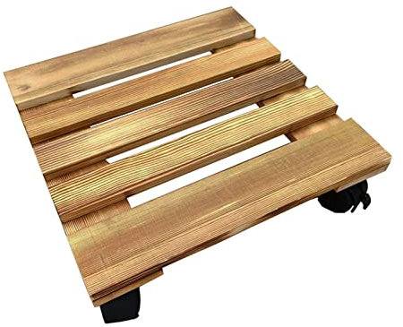 DRYFAL Pflanzenwagen, 30 cm Pflanzenwagen, Pflanzenständer, Pflanzenhalter, Räder, Pflanzenwagen, Pflanzenständer aus Holz mit Rädern, Strapazierfähiger Pflanzenroller mit Feststellbaren(Rechteck)