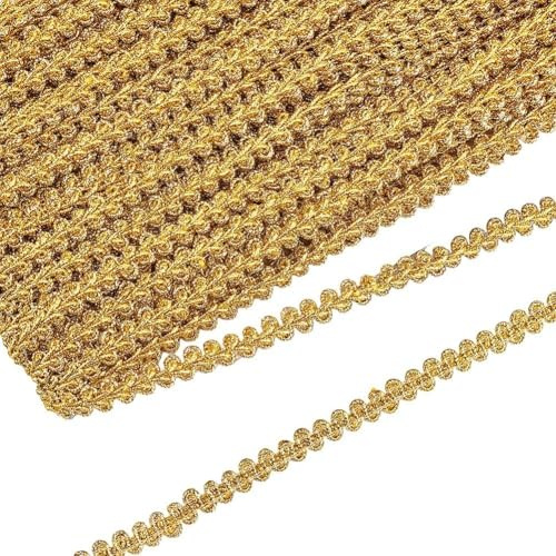 FINGERINSPIRE 25m 10mm Metallic Braid Lace Trim Gold Nähen Centipede Geflochtene Spitze Verziert Gimp Trim DIY Craft Nähzubehör Für Hochzeit DIY Kleidung Schmuck Crafts Home Decor