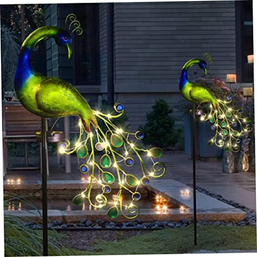 Metal Peacock Light, 43.3inch Peacock Solar LED Stake Lights, Waterproof Pathway Lighting Lamp, Garden Landscape Decorative Ornament for Outdoor Patio Lawn Porch Yard Decoration