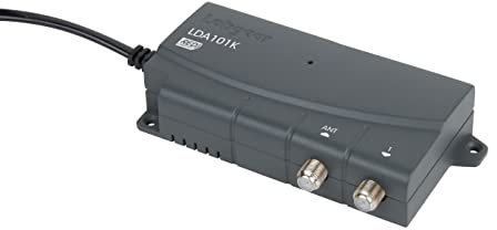 Labgear TV Signal Booster Aerial Amplifier, 1 Way Signal Distribution Amplifier with F-Type Connections, 4G & 5G Filtered, Indoor TV Aerial Booster For FM/DAB, RED Compliant