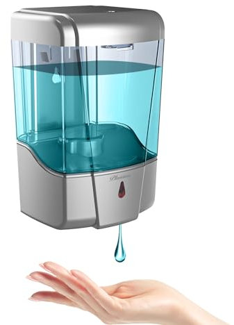 PLUSSEN Automatischer Seifenspender Wandbefestigung ohne Bohren, Geeignet für Bäder, Küchen, Gewerbliche Desinfektionsspender 600ML （Silber）