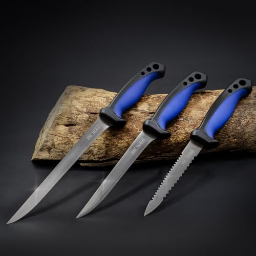 Fishdream Pro Tackle Filetiermesser Set 6-teilig | Aus japanischem 440 Edelstahl, Inkl. Messerschärfer, Filetierbrett & Transportkoffer