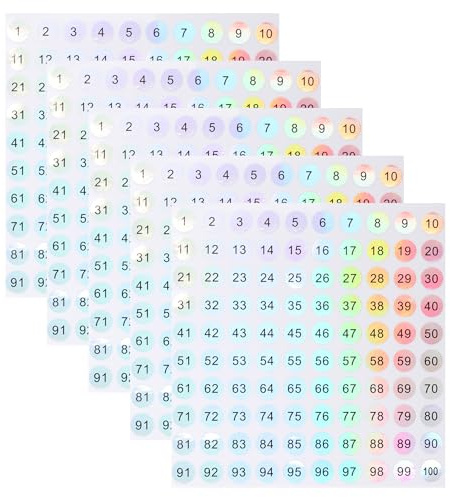 Aruicheng Zahlen Aufkleber 5 Blatt Nummer Aufkleber Selbstklebende Zahlenaufkleber Runde Klebezahlen 1–100 Zahlen Sticker für Büro Schließfächer Heimorganisation