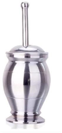 TJLVYCNB Juego de mortero y Maja con Tapa, Molinillo de Especias de Acero Inoxidable for moler Hierbas, Canela, Chocolate, Alimentos, Nuez moscada, Sal y Pimienta (Size : 136mm)
