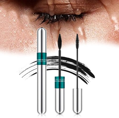 Langanhaltende Curling Mascara, 2024 Neuest 2in1 Wasserfeste Wimperntusche Schwarz, Volumen und Verlängerung 2in1 Curling Mascara für Extrem Lange Wimpern Lang Anhaltend Not Blooming (Blau)