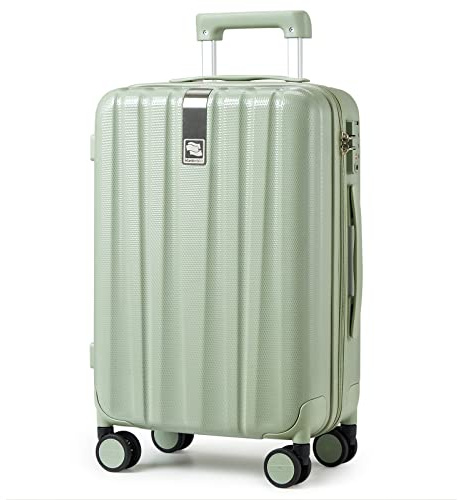 Hanke Underseat Carry On Luggage Suitcase with Wheels 14in 16in 20in 24in 29in Spinner Luggage Built in TSA Lighweight PC Hardside Rolling Suitcases Travel Bag, Bamboo Green, Expandable 20 Inch