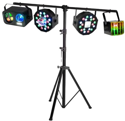 IBIZA - Pack Lumière Pied Portique IBIZA LIGHT Jeu Lumière 3-en-1 Stroboscope Gobo Astro Projecteur PAR Astro PAR Strobe Derby Fête Dj Sono
