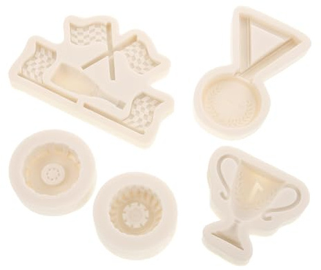Moule à Chocolat en Silicone 3d Course 5 Pièces pour Dessert | Blanc, Compatible Micro-ondes et Congélateur, Lavable au Lave-vaisselle, Cuisine et Bar à Desserts