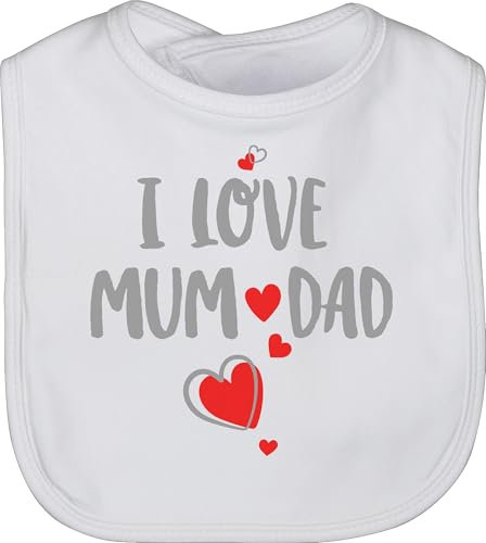 Shirtracer Baby Lätzchen - Strampler Mädchen & Junge - I love Mum and Dad - Unisize - Weiß - geschenke zur geburt sachen für neugeborene mama kinderlatz mit sprüchen papa babylätze mom babylatz und
