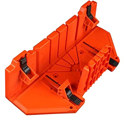 KOSINGNA 14-inch Mitre Box with Movable and Non-slip Jaw for Back Saw Slot Angles 45 22.5 90 Degrees Cuts Sawing and Clamping Box for Woodworking