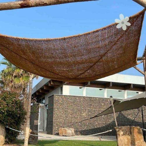 World PLANTIL Vela sombreo Fibra de Coco/Toldo Vela/Tela de sombro/Malla de sombreo/Jardin/Patio/terrasa /100% Naturales y ecológicas/ 60% de Sombra (Cuadrada con Anclajes 3x3m)