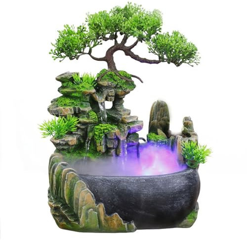 Bonsai Piccolo Giardino Roccioso Fontana Da Interno, Fontana Zen Da Interno Fontana Da Tavolo Rilassante Fontanella Zen