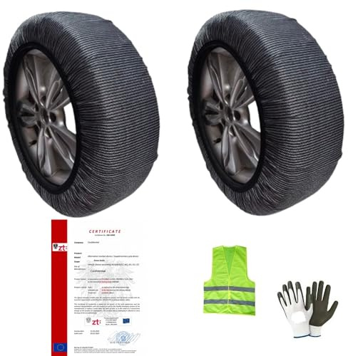 Chaussettes À Neige pour Pneu 215/55 R18 Cercle 18 Mesure XL 1 Couple Homologue sur Routes ENNEIGÉES ET VERGALES KIT DE SÉCURITÉ Couverture Neige pour PNEUS DE Voiture 2 PIÈCES avec Texture 3D