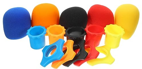 Mikrofon Schutzring 15 Stück mit Schwammabdeckungen | Anti Rolle Ringe, Unterabdeckungen und Windschutz, für Mikrofon und Funkmikrofon, Schutzhülle Zufällige Farbe