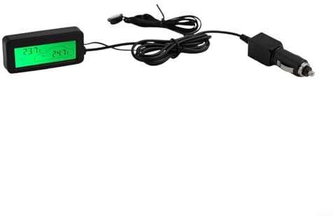 Lecreatekit Thermomètre numérique intérieur et extérieur de voiture, écran LCD, 12 V, vert