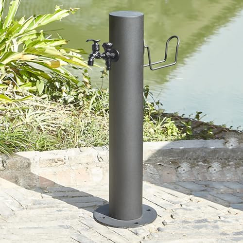Colonna d'acqua verticale da giardino in acciaio inossidabile per esterni, montaggio a pavimento, fontana a prova di gelo, in acciaio inossidabile 304 cilindrico