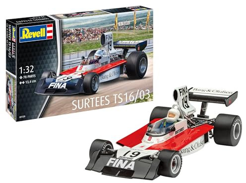 Revell Modellbausatz Surtees TS16/03, Formel 1 – Legendärer F1-Rennwagen mit 3-Liter-Ford-Motor, Historische Lackierung – Entwickelt von John Surtees – Für Motorsportfans & Sammler