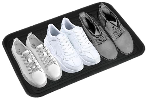 Sibosen 3er Set Schuhabtropfschale Schuhablage groß - Abtropfschale für Schuhe 60 x 40 x 2,5cm Schuhmatte mit erhöhtem Rand - Schuh-Abtropfschale für Regen, Herbst & Winter