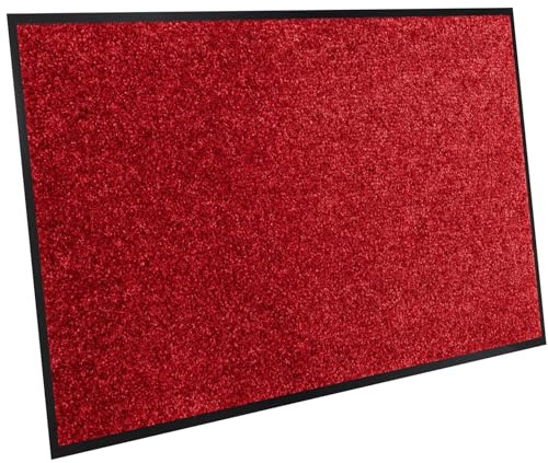 ANRO Dörrmatta smutsfångande matta inomhus utomhus röd 40 x 60 cm | Optimal rengöringskraft, halkfri PVC-baksida, lättskött