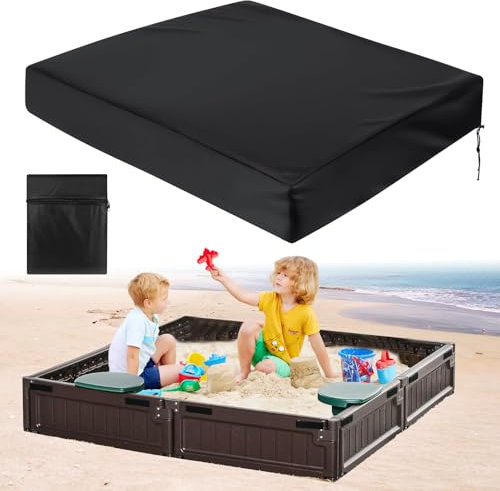 120x120cm Schwarz Sandkasten Abdeckplane Oxford Stoff Abdeckung für Sandkasten Abdeckplane Sandkastenabdeckung Plane Mit Kordelzug Square Sandkastenabdeckung für Sandkasten Garten