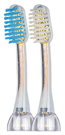 emmi-dent Lot de 2 brossettes de rechange Slim pour brosse à dents à ultrasons - Nettoyage en douceur des gencives sensibles, implants et appareils dentaires