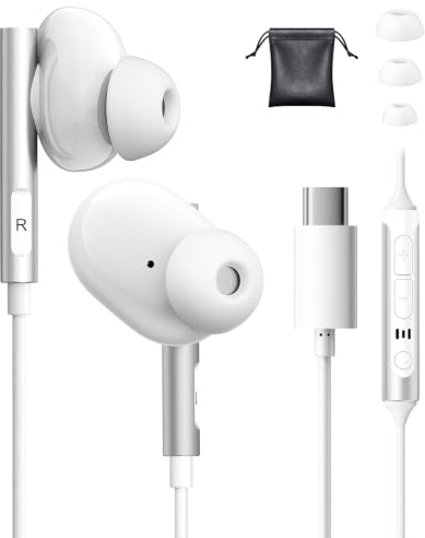 Ecouteurs Filaire USB C avec Micro Ecouteur USB C pour iPhone 17 16 Samsung | Casque Filaire USB C Magnétique Écouteurs USB C pour Samsung Galaxy S26 S25 Ultra S24 A57 A56 A55 A16 iPad 11 Google Pixel 10