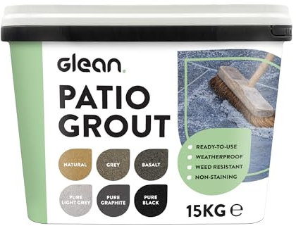 GLEAN Patio Grout | PURE LIGHT GREY | 15kg - 20m² Coverage | Jointing Compound | Brush In Patio Grout For Paving Patios & Block Paving | Self Setting All Weather Application | Ready Mixed