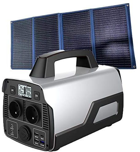 Générateur d'énergie solaire portable 500 W, système de stockage d'énergie sur batterie, générateur d'énergie solaire pour voyage en voiture, sortie 110 V 220 V CA adaptée à la recharge de camping c