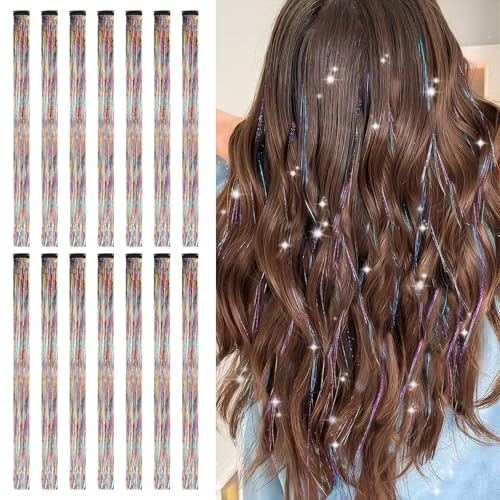 Disnace Kit di Estensioni per Capelli Colorati a Clip, Accessori Capelli Hair Estensioni, Extension Capelli Multicolorati per Donne e Ragazze, Extension Capelli per Feste e Cosplay, 14 Pezzi da 45cm