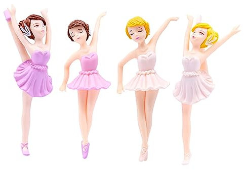 VANZACK 4stücke Ballerina Tortenaufsatz Elegante Ballettmädchen Figuren Für Geburtstagskuchen Deko Süße Tortendeko Für Kinderpartys Und Feiern Dessert Toppers Und Kuchenverzierung