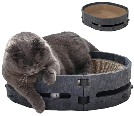 Cat Scratch Pad, Rimovibile Gatto di Cartone Gatto Grattacielo Sostituibile, Campane Integrate Nella Pelle Interna Animale Domestico Rilassamento Giocattolo Per