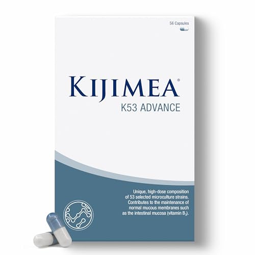 Kijimea® K53 Advance – High-Dose microculture strains | 53 Strains of Intestinal Bacteria | Enriched with Vitamin B3 and B7 | >500 Billion CFU per Pack | Lactose-Free, Gluten-Free | 56 Capsules