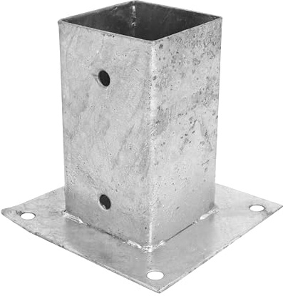 Heavy Duty Square Bolt Down Steel Fence Post Support Galvanised Foot Base 75mm x 75mm (3 x 3)