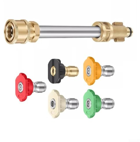 Kit adattatore idropulitrice, attacco femmina da 1/4, adattatore per pulitore ad alta pressione con 5 ugelli per modelli Portland, per la pulizia dell'auto