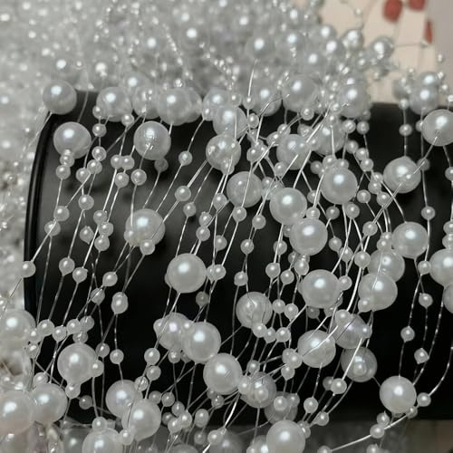 5 Meter Pearl Beads String White, Plastic Pearl Beads Chain Garland for Wedding Party Home Decoration