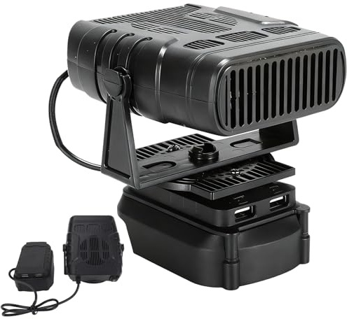 Calefactor portátil de 12,5 x 11,5 x 8 cm, calentador eléctrico de 12 V de bajo consumo, descongelador de calor rápido con rotación de 360°, aparato de calefacción portátil para coches, caravanas y