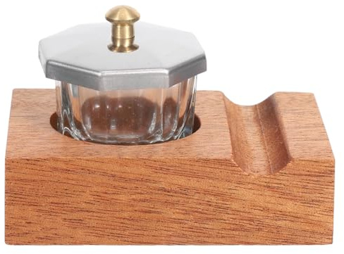 HOMSFOU Kalligraphie-FederhalterstäNder Aus Holz Und Glas Kippbarer Stifthalter Mit Tintenflaschenhalter Schreibtisch Stiftehalter FüR FüLlfederhalter Federablage FüR Home Office Und Zeichnen