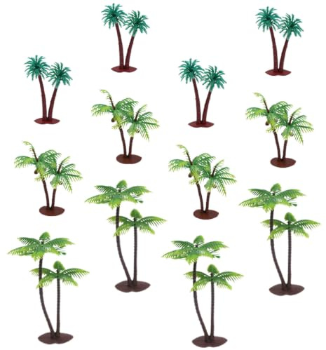AUTSUPPL 12pcs Miniatures Palmier en Plastique Réalistes pour Décoration Aquarium Compact et Accessoires de Diorama Paysage Miniature Maison