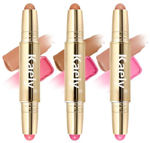 Kaely Contour Blush Multiuse Stick Makeup, Cream Bronzer Contouring Sticks Palette Face Make Up Set, Ultra-Creamy Radiant Finish Formula, Vegan & Cruelty-free, 3Pcs-01+02+03