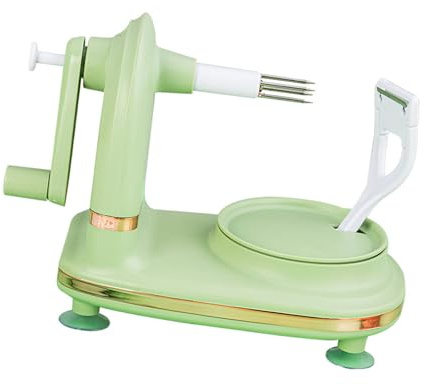 Yctze Pelapatate, Pelapatate Rotante Manuale in Acciaio Inossidabile, Utensile da con 2 Testine di Ricambio, Ideale per Mele, Pere, Agrumi e Patate (verde chiaro)