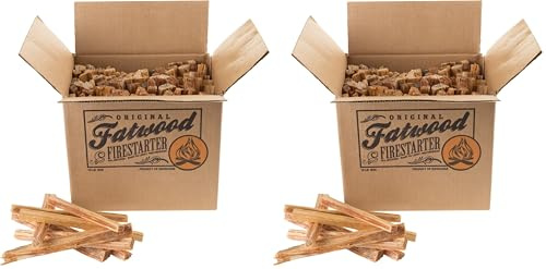 Fatwood Fire Starter Stick 10lb-Box-Indoor or Outdoor 100% All Natural Pine Fire Starter for Campfires,Fireplace,Firepit,Wood Stove,orBBQ Grill-Kindling Wood Firewood Lighter by Pure Garden(Pack of 2)