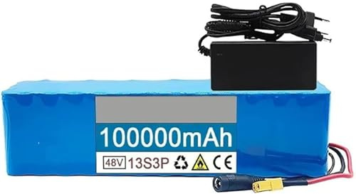 48V 100Ah 13S3P Batería Recargable Para Bicicleta Eléctrica, Alta Potencia, Con Cargador Y BMS, Para Motores De 200W A 800W T+DC