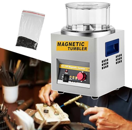 YXYLJOZ Lucidatrice Magnetica per Gioielli, con Coperchio da 180 mm, Timer da 1 a 60 Minuti, 2000 Giri/Minuto, Rotazione unidirezionale/bidirezionale, 110 V