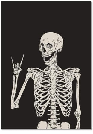 Halloween-dekor Affischer Och Tryck Skelettgalleri Väggkonst Mänskliga Organ Dukmålning Svartvitt Rum Dekoration Bild