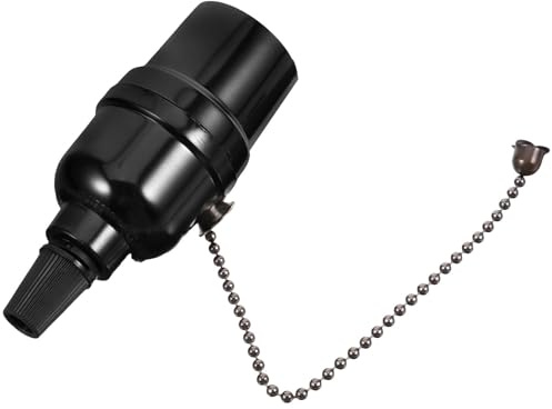 Portalámparas Cadena de Tracción E26 de Baquelita 250v 250w | Negro, Diseño de Tirador, Aislamiento Excelente, Repuesto para Varias Luminarias