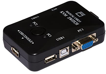 Link LKKWM2 Switch Kvm per 2 PC USB/VGA con 1 Mouse, 1 Tastiera USB e 1 Monitor VGA con Cavi Inclusi