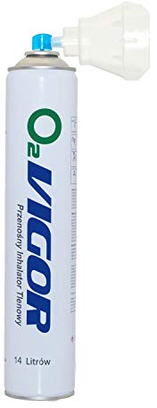 Oxigenoterapia Inhalador portátil de oxígeno en lata 14 litros con máscarilla, peso de lata: 180gramos, longitud de lata: 31cm