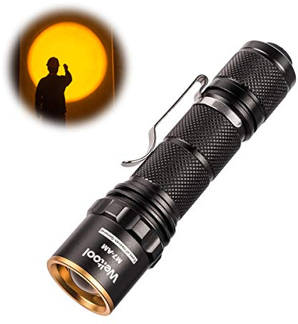 Weltool M7-AM LED Taschenlampe Bernstein, 590nm Orange light Flashlight, Mit Batterie, Tragbare, Kompakt, IPX7 Wasserdicht, für die Nachtsichtfähigkeit, Pilot, Astronomie, Wandern, Lesen